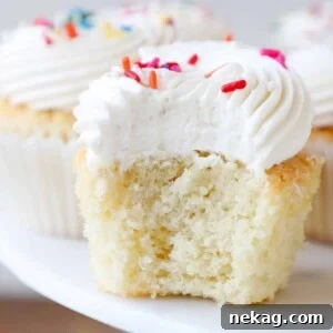 Soft, moist vanilla cupcakes with fluffy ermine frosting.