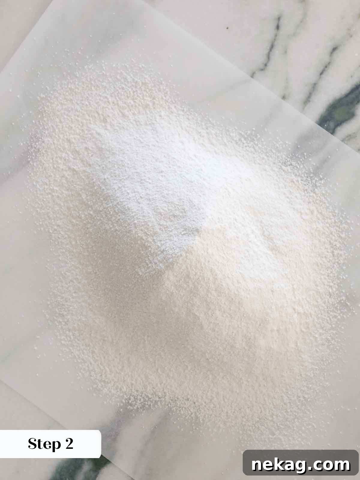 Fluffy Vanilla Delights 6 Sifted dry ingredients for vanilla cupcakes.