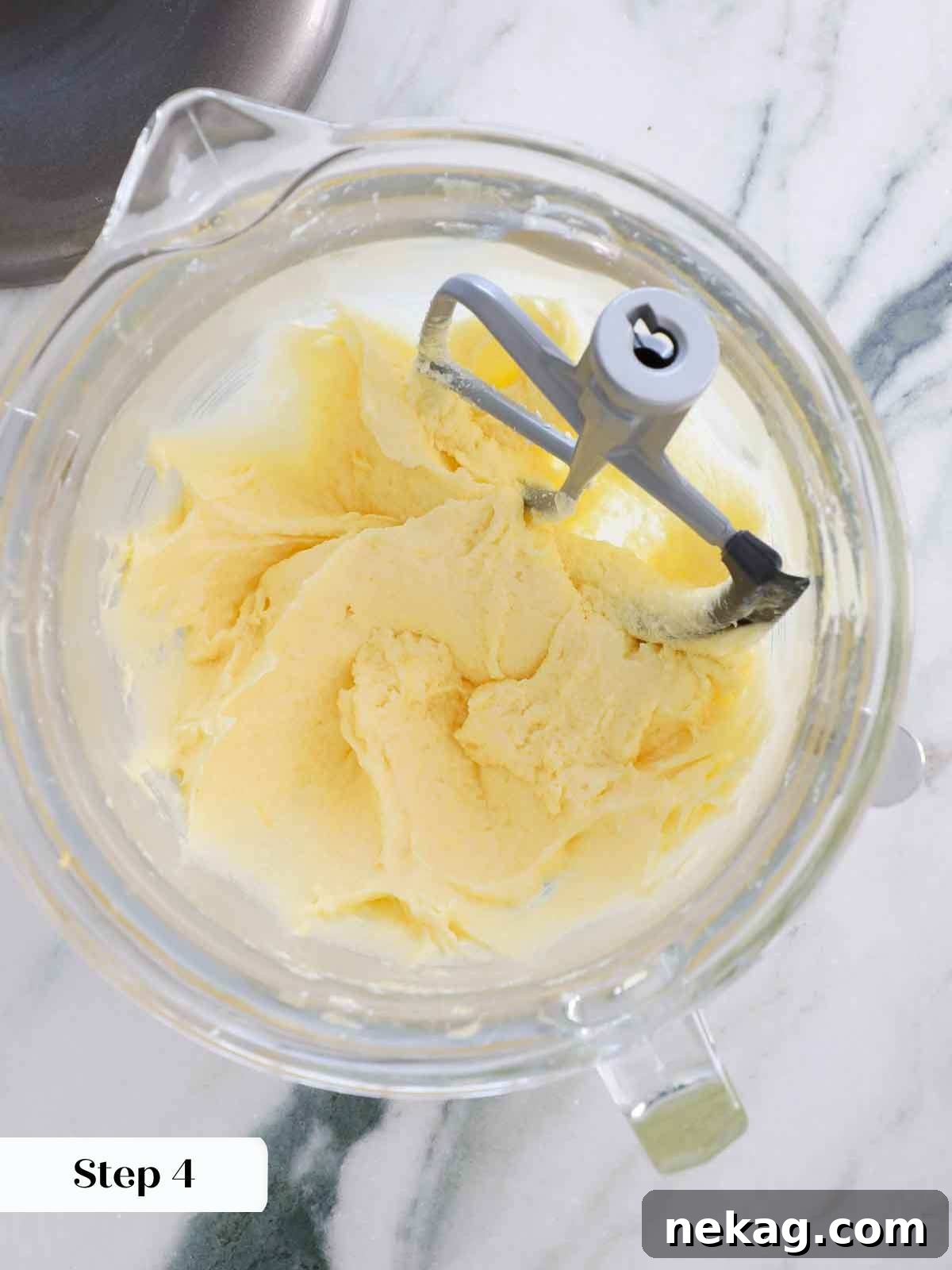 Fluffy Vanilla Delights 8 Emulsified eggs beaten into butter and sugar for cupcake batter.