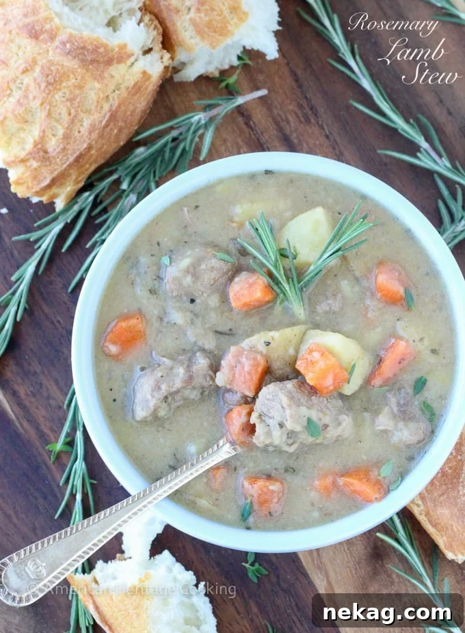Hearty Lamb Stew 15 A hearty Rosemary Lamb Stew recipe to warm you up this winter! Filling and healthy!