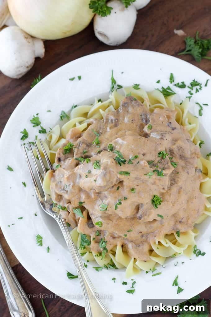 This Healthy Beef Stroganoff has all of the familiar flavor with none of the guilt! Creamy and rich, yet lightened up.