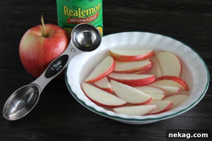 Lemon juice method for preventing apple browning: 2 hours vs 24 hours