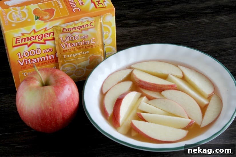 Vitamin C method for preventing apple browning: 2 hours vs 24 hours