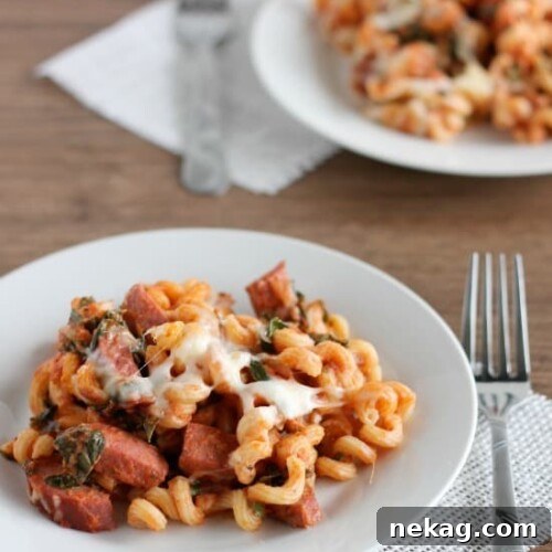 Kielbasa Pasta Bake finished dish