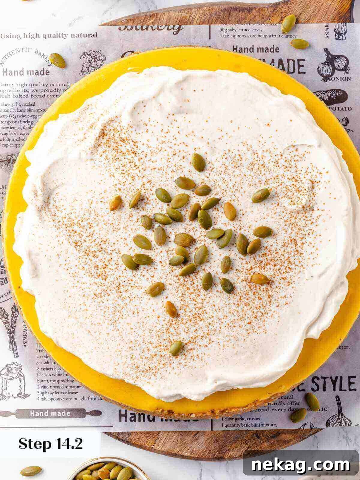 Velvet Pumpkin Bliss 20 Pumpkin cheesecake topped with a generous dollop of spiced whipped cream.
