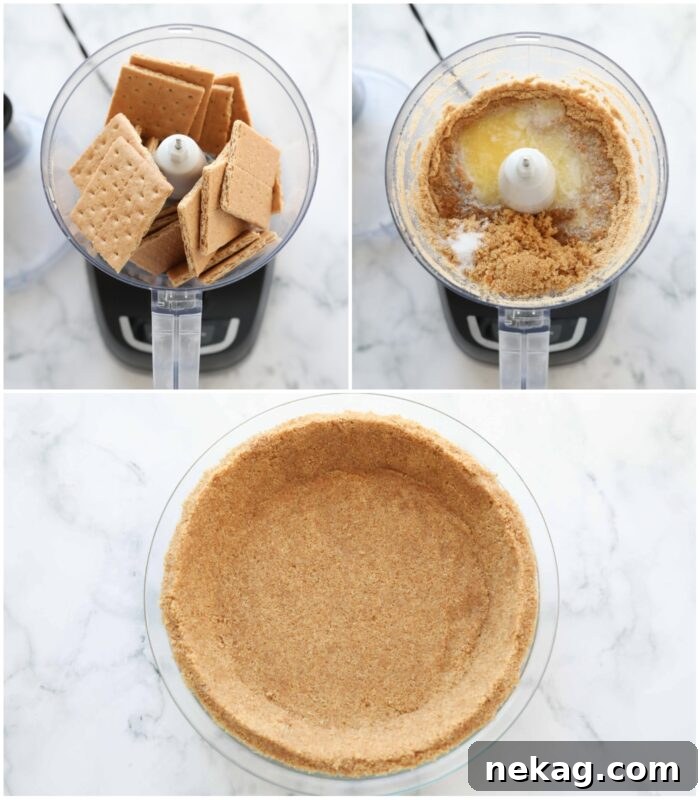 Effortless Banoffee Bliss 6 Steps to make graham cracker crust.
