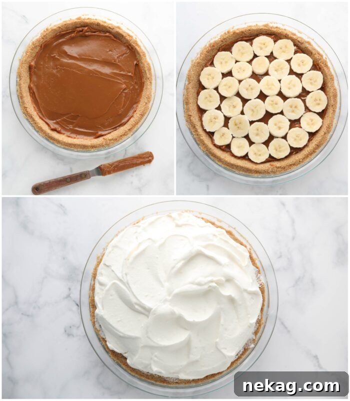 Effortless Banoffee Bliss 8 Steps to layer banoffee pie.