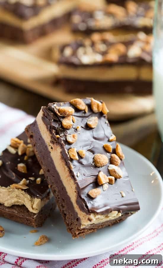 Decadent No-Bake Chocolate Peanut Butter Bars 3 Delicious Chocolate Peanut Butter Bars with a rich brownie base and creamy filling