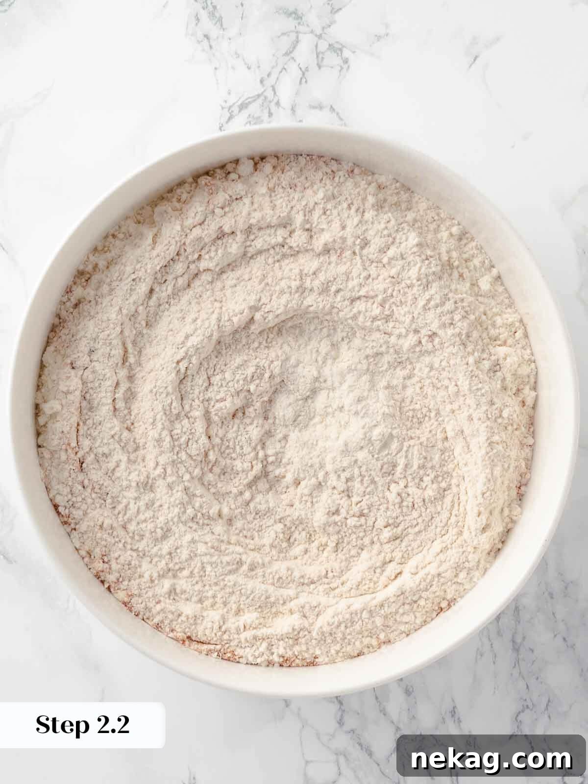 Harvest Apple Cider Donuts 7 Dry ingredients mixed together for apple cider donuts.