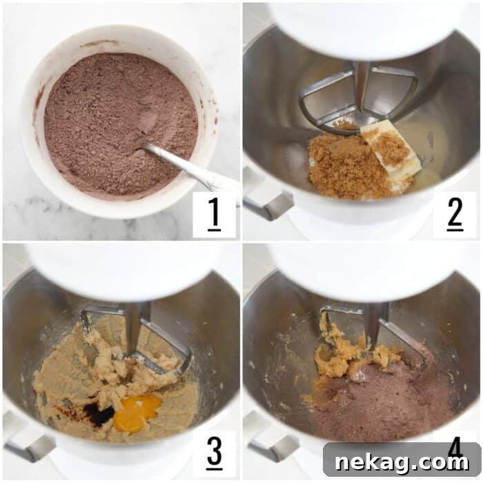 Steps to make chocolate cookie dough.