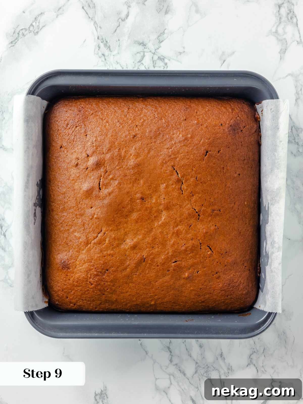 Spiced Applesauce Comfort Cake 14 The applesauce cake baking evenly in the oven.
