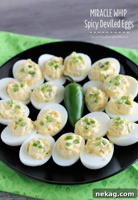 MIRACLE WHIP Spicy Deviled Eggs, a festive appetizer perfect for Easter.