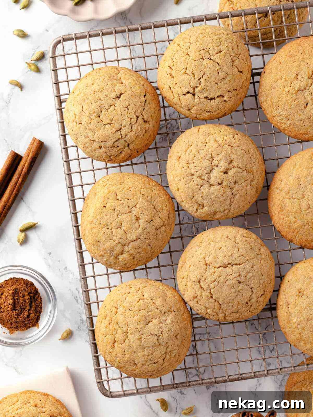 A stack of perfectly baked chai sugar cookies.
