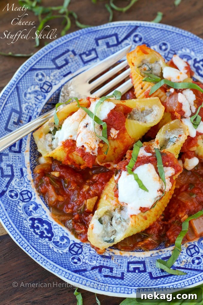 Hearty Meat-Stuffed Pasta Shells 15 Lightened up Meaty Cheese Stuffed Shells! They are easier and healthier than you think!