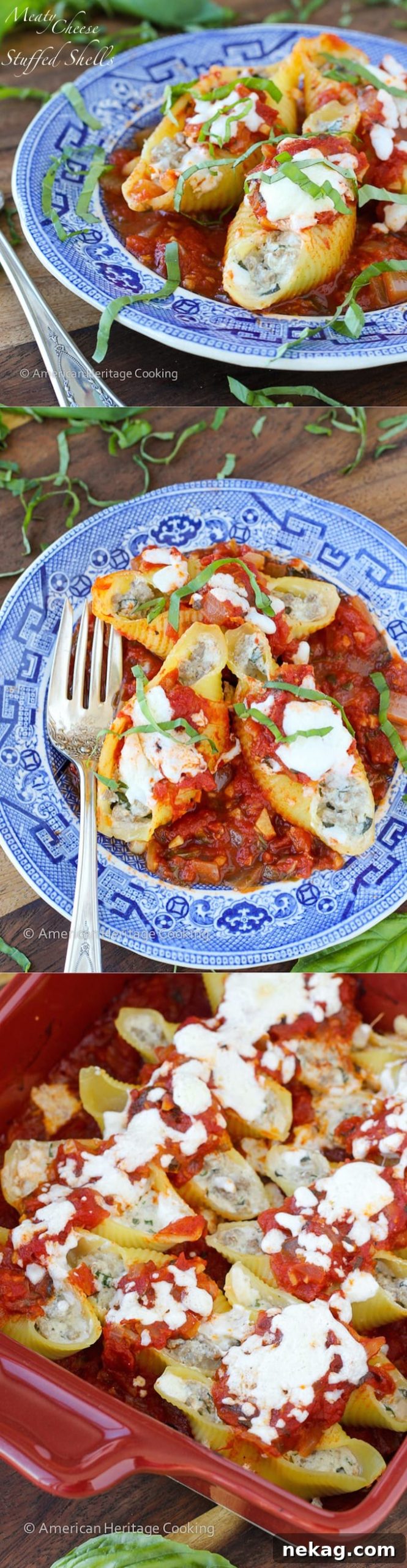Hearty Meat-Stuffed Pasta Shells 16 Lightened up Meaty Cheese Stuffed Shells! They are easier and healthier than you think!