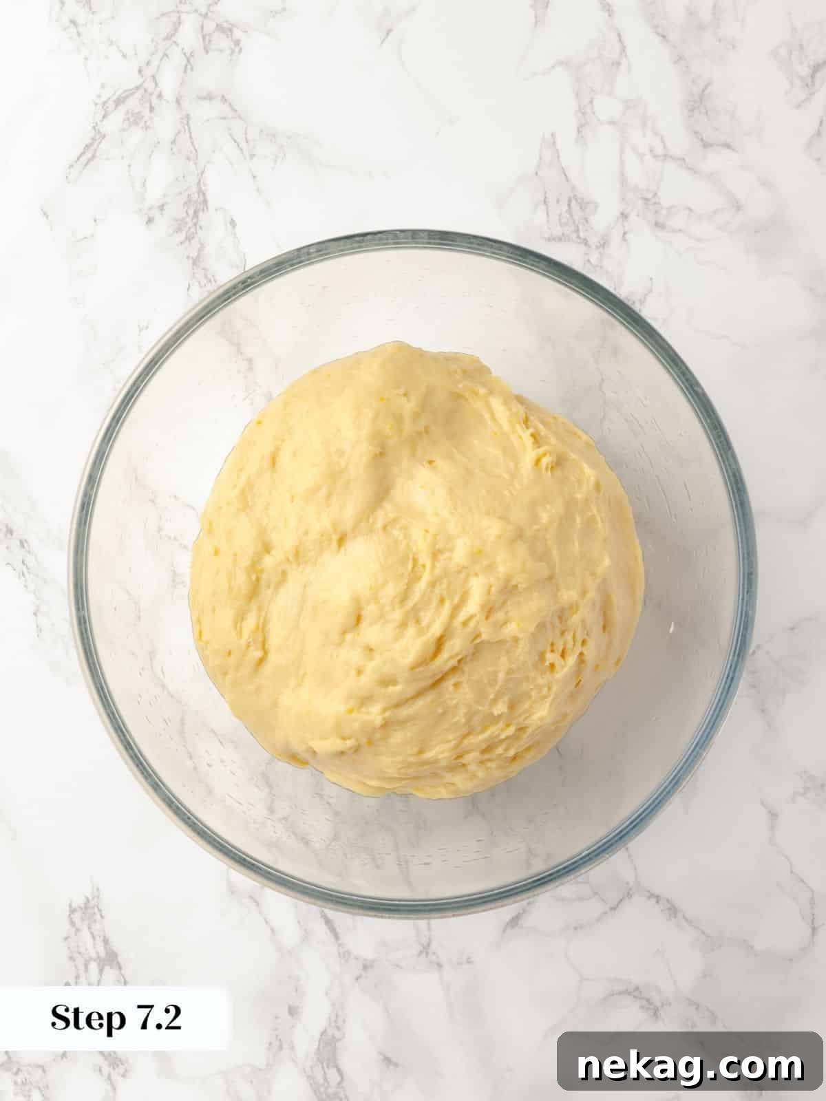 Sticky bun dough doubled in size after proofing.