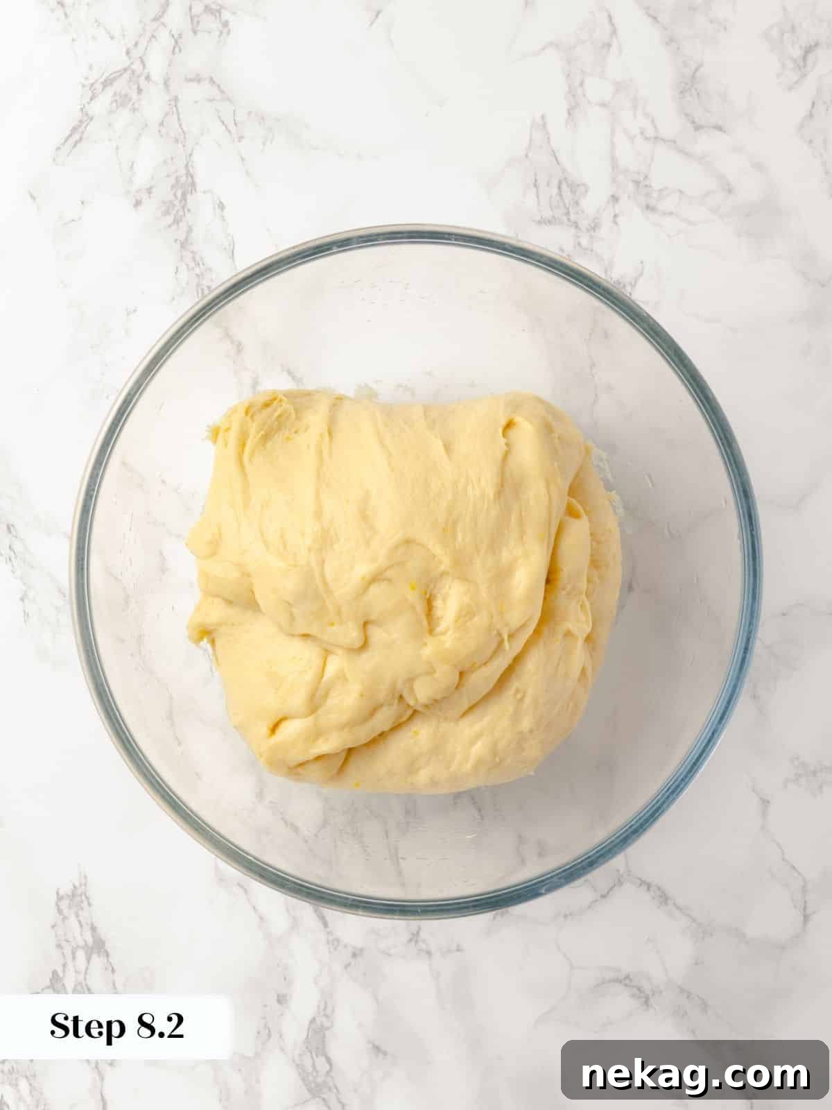 Dough folded again during the proofing process.