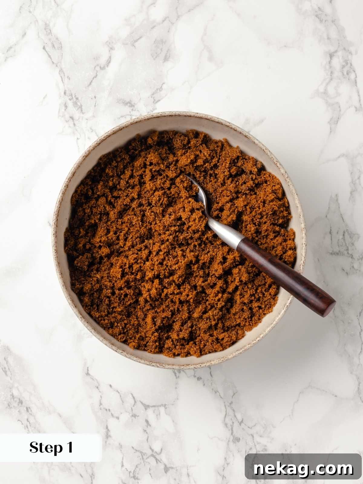 Brown sugar mixed with spices for the sticky bun filling.