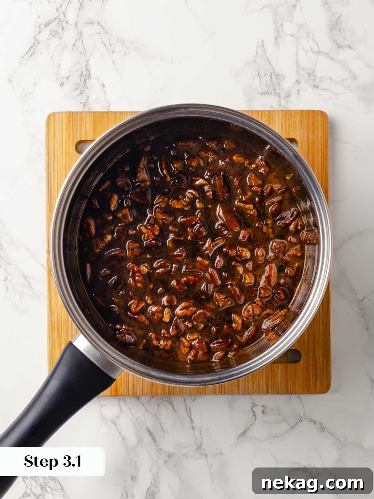 A saucepan with melted brown sugar and butter for caramel.