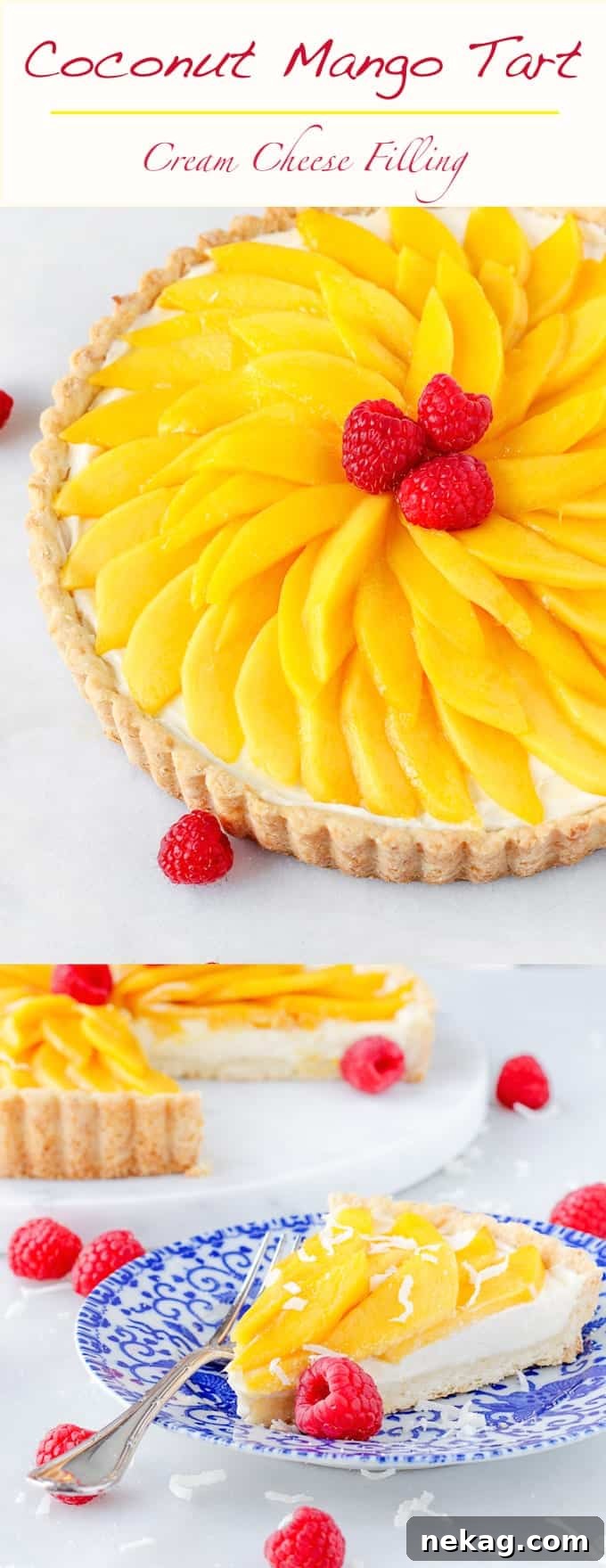 Sunshine Mango Coconut Tart 9 Beautifully plated slice of Coconut Mango Tart