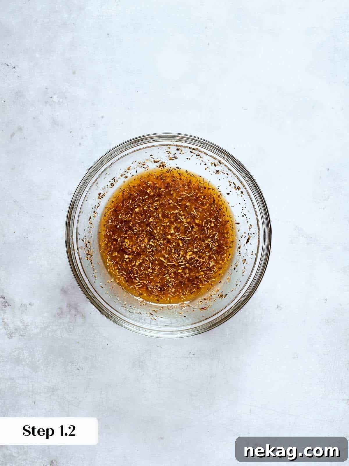Zesty Homemade Italian Dressing 6 Italian salad dressing ingredients combined in a jar, ready for mixing and flavor development.