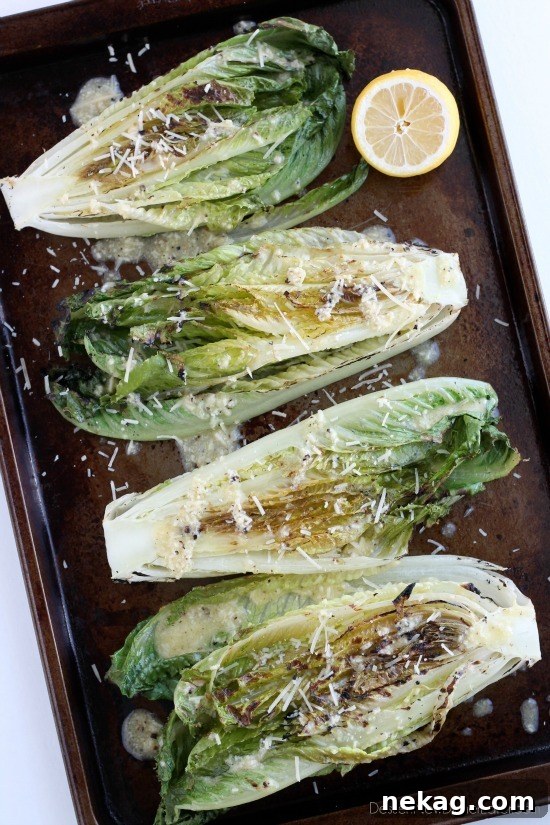 Grilled Romaine Hearts with Caesar Vinaigrette