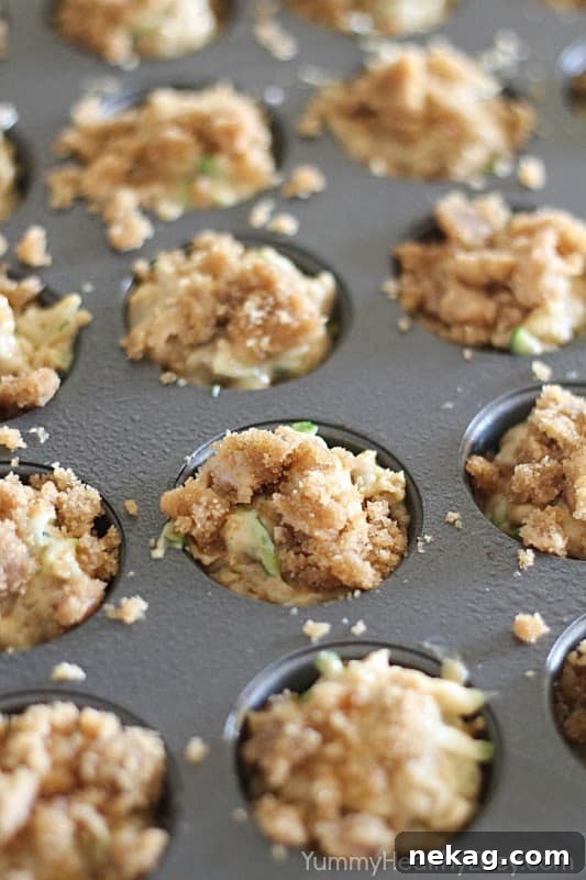 Close-up of baked banana zucchini muffins