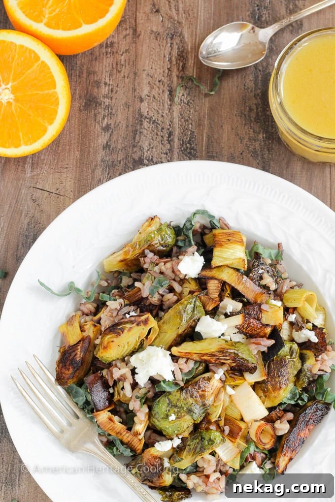 Crispy Roasted Honey Orange Brussels Sprouts Wild Rice Salad - An easy, healthy and filling meal that transforms ordinary veggies into a gourmet experience.
