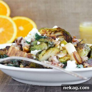 Roasted Honey Orange Brussels Sprouts Wild Rice Salad - An easy, healthy and filling meal!