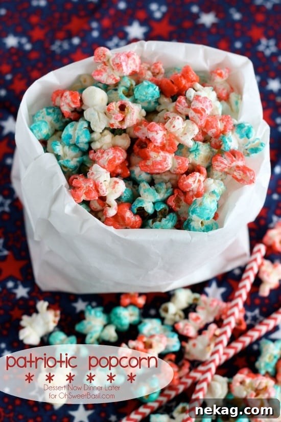 Star-Spangled Snacks 2 Vibrant Red, White, and Blue Patriotic Popcorn - Perfect for 4th of July celebrations