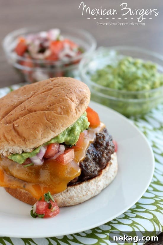 Sabor Sizzle Burgers 2 Flavorful Mexican Burgers, perfect for grilling