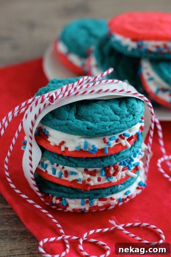 Whoopie Pies with Red, White, and Blue Sprinkles