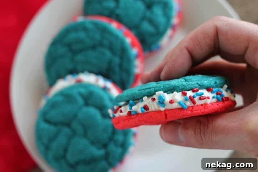 Stacked Red White and Blue Whoopie Pies Ready for a Party