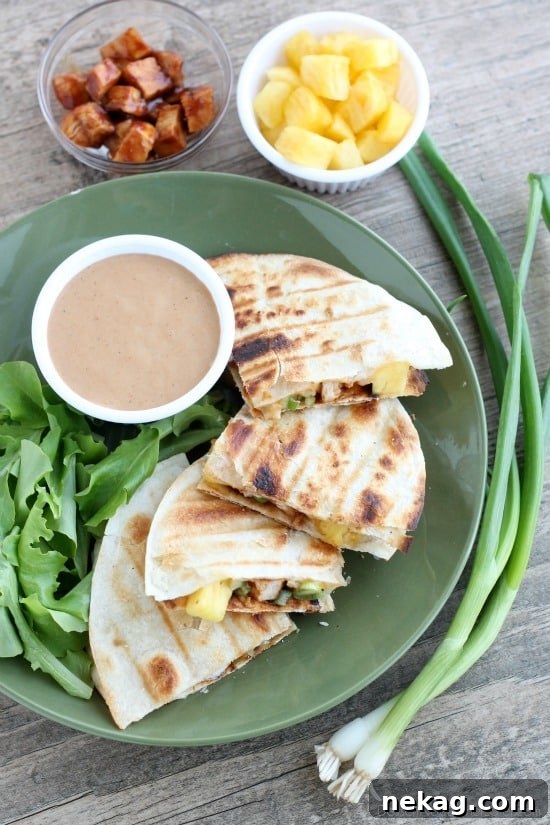 Grilled BBQ Chicken and Pineapple Quesadillas