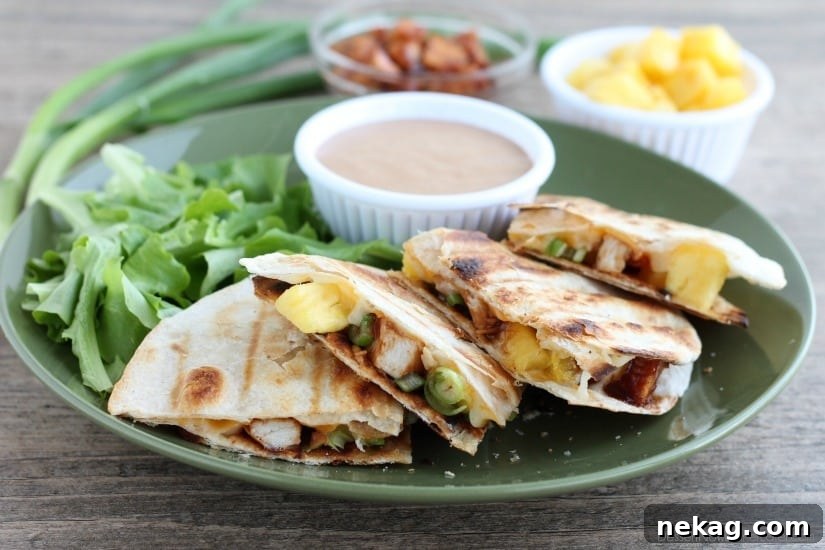 Grilled BBQ Chicken and Pineapple Quesadillas