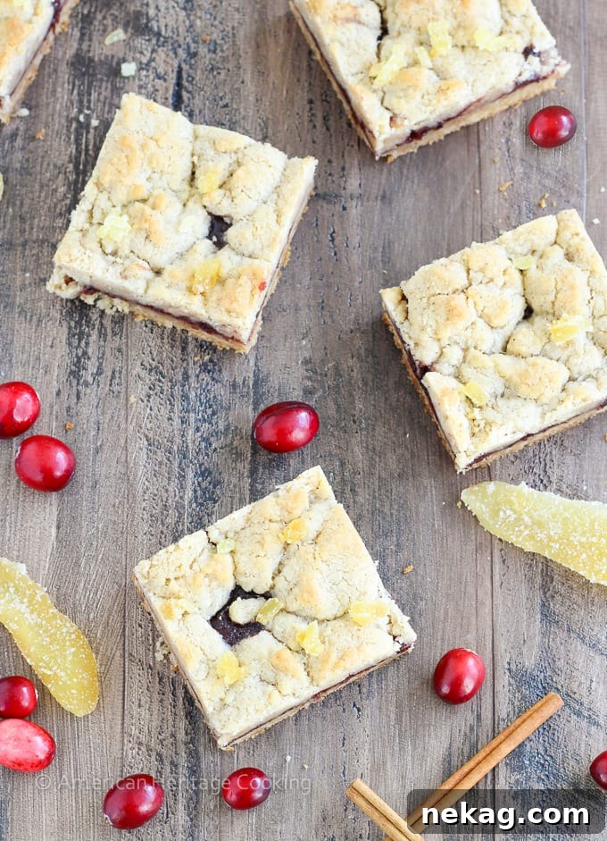Spiced Cranberry Crumble Bars 6 A close-up view of the golden-brown, crumbly streusel topping on Cranberry Cinnamon Jam Bars, hinting at the delicious filling beneath.