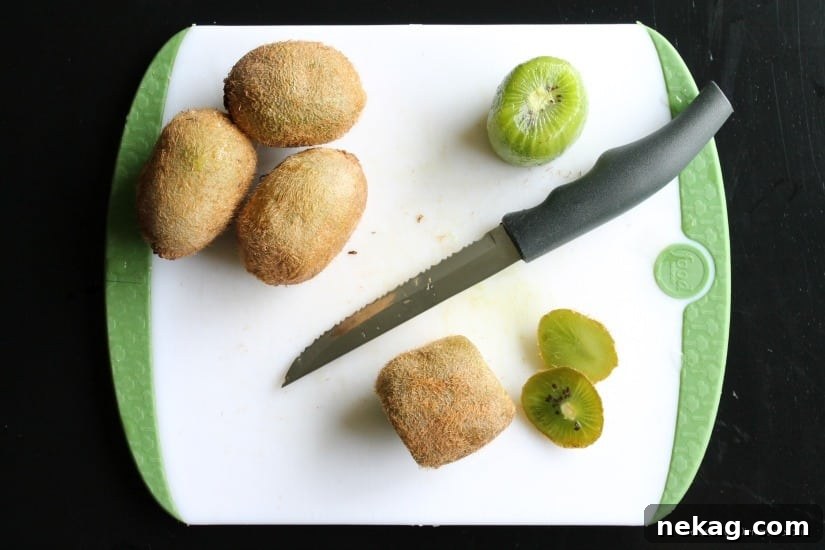 Spoon Magic: Flawless Kiwi Peeling 3 How to Peel a Kiwi with a Spoon: Trimming the Ends