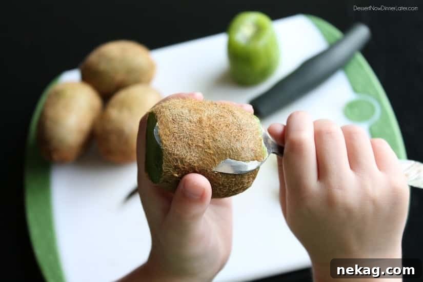 Spoon Magic: Flawless Kiwi Peeling 5 How to Peel a Kiwi with a Spoon: Pushing Through