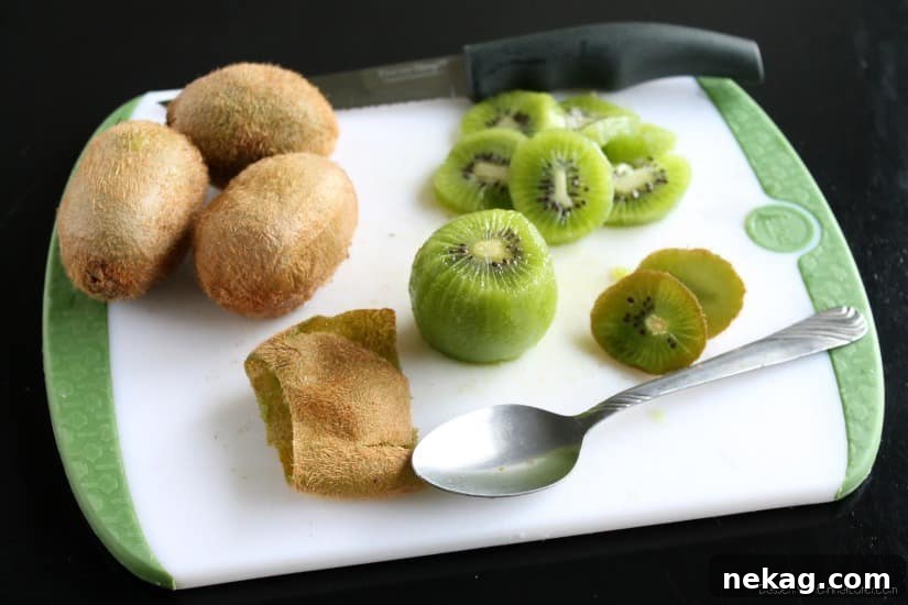 Spoon Magic: Flawless Kiwi Peeling 7 How to Peel a Kiwi with a Spoon: Skin Removed
