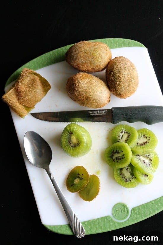Spoon Magic: Flawless Kiwi Peeling 8 How to Peel a Kiwi with a Spoon: Sliced and Ready to Eat