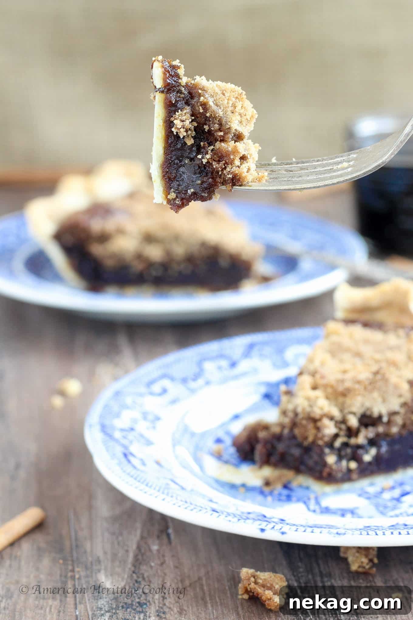 Old-Fashioned Molasses Crumble 6 A close-up of the crumb topping on a Shoofly Pie, showing its golden texture.