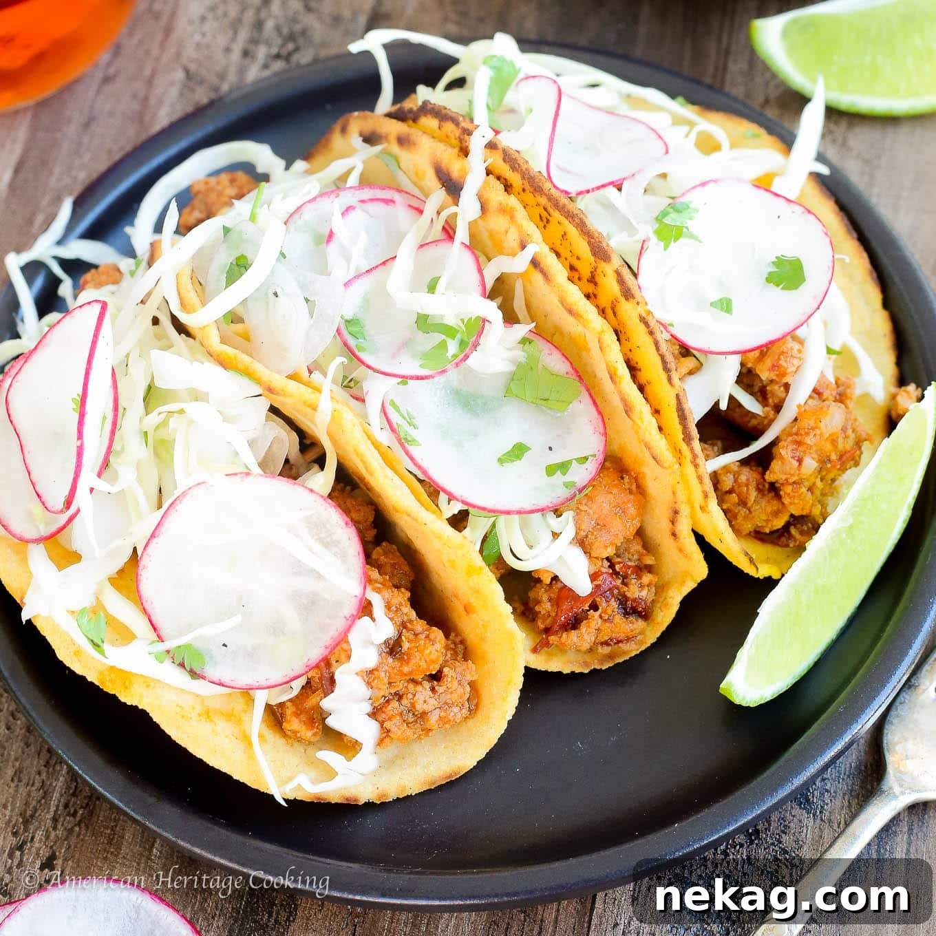 Smoky Chorizo Tacos with Chipotle Kick 4 Delicious Chipotle Chorizo Tacos with sweet potato tortillas and mezcal lime slaw, ready to be enjoyed.