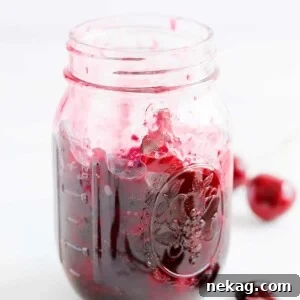 Cherry preserves in mason jar