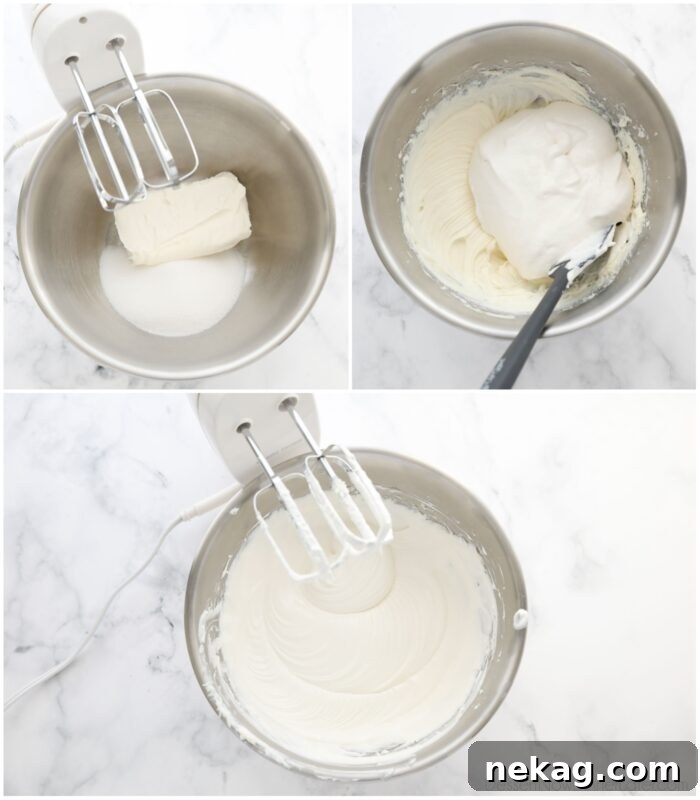 Making the cream cheese filling.