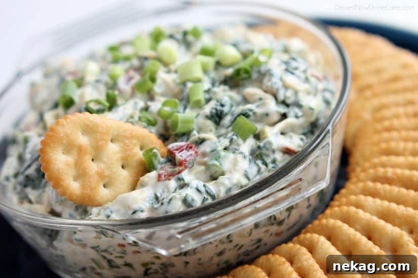 MIRACLE WHIP Creamy Spinach & Artichoke Dip being scooped