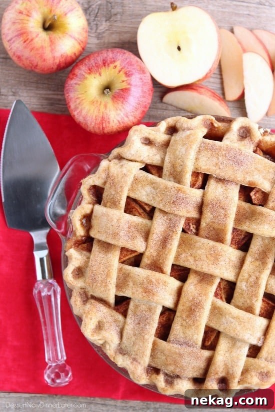 Spiced Apple Cheesecake Dream 4 Overhead shot of a slice of Apple Cheesecake Pie showing layers