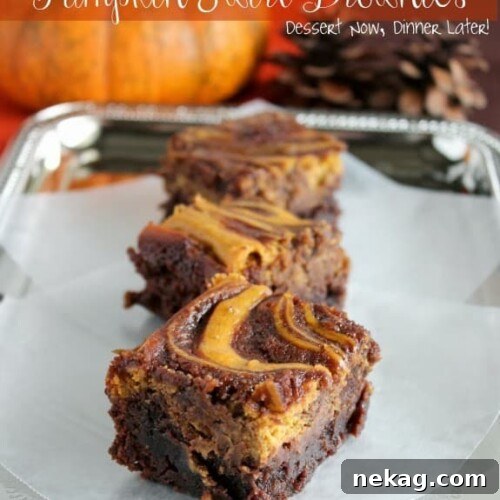 Pumpkin Swirl Brownies served on a plate.