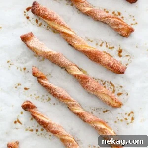 Cinnamon Sugar Twists Baked on Parchment