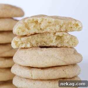 Snickerdoodles broken open and stacked.