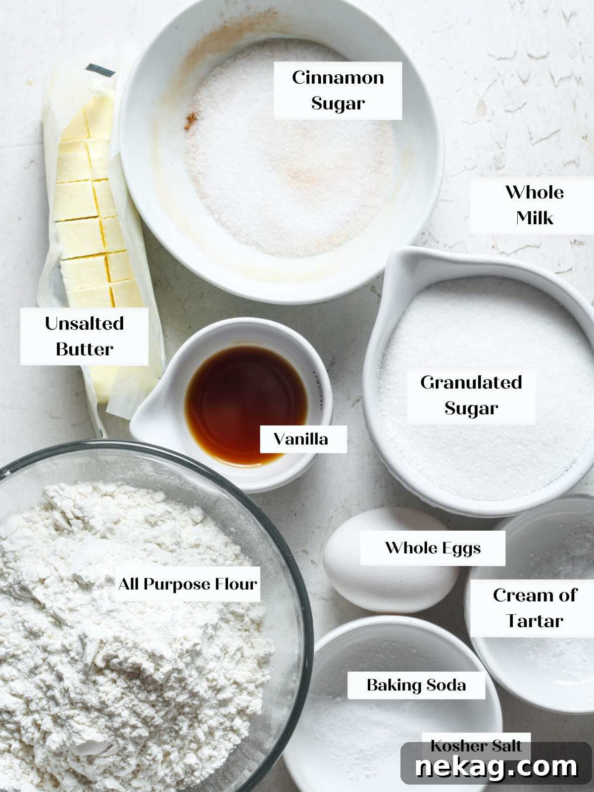 Irresistible Snickerdoodle Delights 4 best snickerdoodle cookie ingredients on marble.